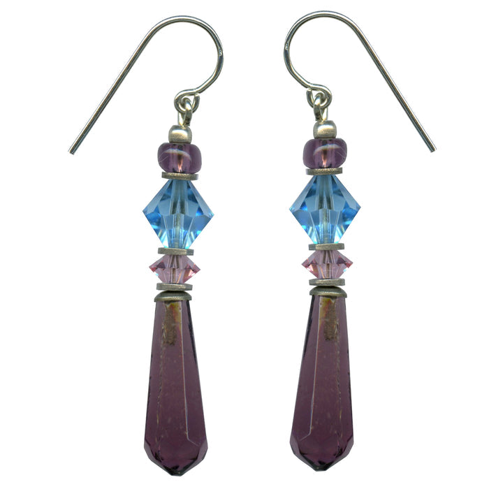 Owen Glass Collection earrings featuring clear glass beads with silver hooks, stylish and elegant jewelry accessory.