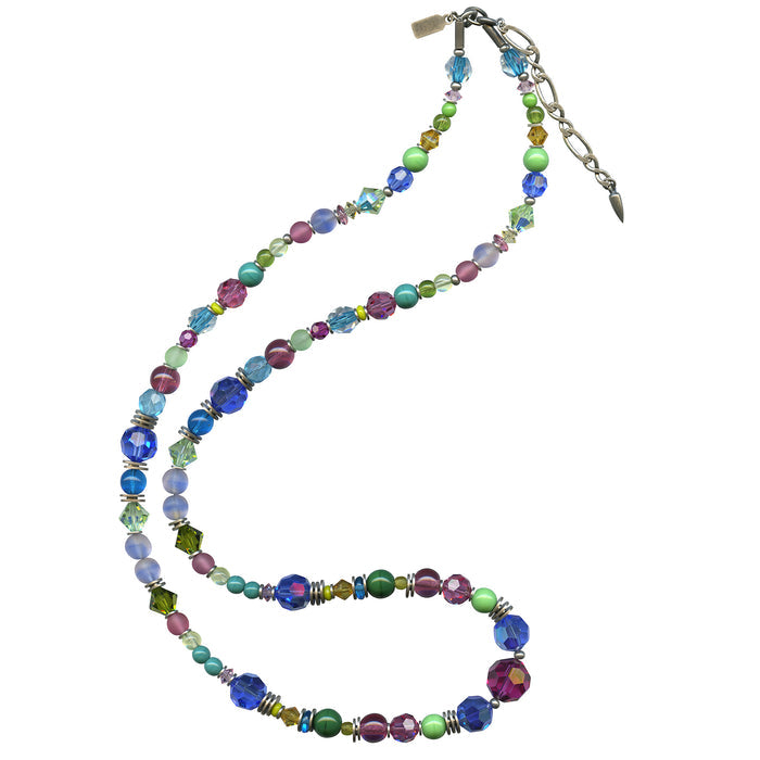 24-inch antique Czech glass and Austrian crystal beaded necklace from Owen Glass Collection with colorful circus-inspired beads.