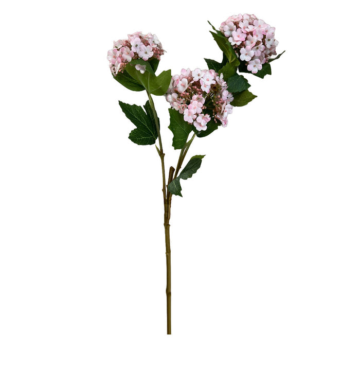 27"-3 Blooms-faux Snowball hydrangea spray: Off-White