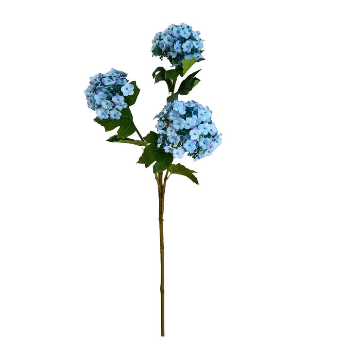27"-3 Blooms-faux Snowball hydrangea spray: Off-White