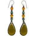 Dark olivine glass drop earrings with Austrian crystal and Czech glass beads from Owen Glass Collection.