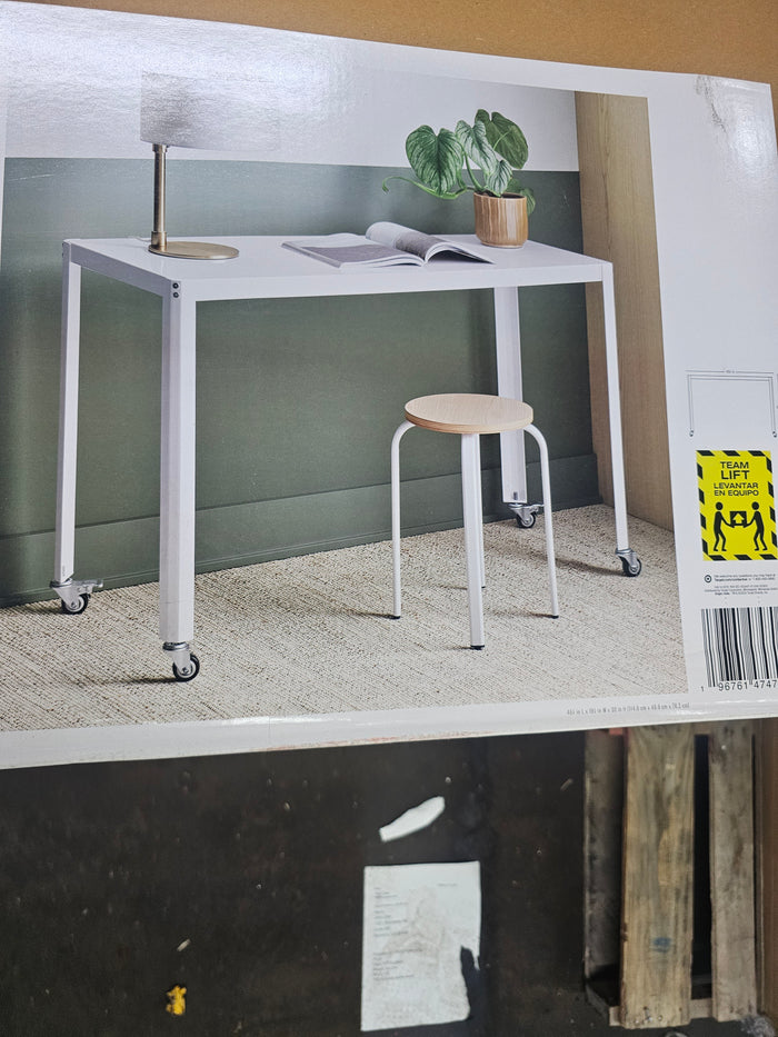 45" Rolling Metal Computer Desk Chalk White - Room Essentials™