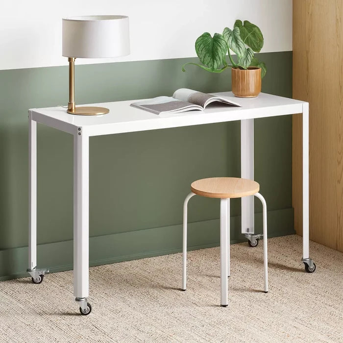 45" Rolling Metal Computer Desk Chalk White - Room Essentials™