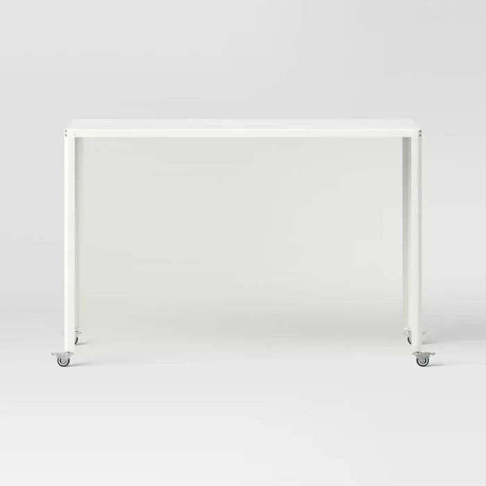 45" Rolling Metal Computer Desk Chalk White - Room Essentials™