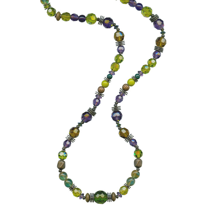 Owen Glass Collection 5 Point Plan necklace, 30-inch silver chain with geometric pendant, stylish jewelry accessory