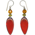 Red glass dangle earrings from Owen Glass Collection, featuring vibrant, handcrafted glass earrings with elegant dangling design.