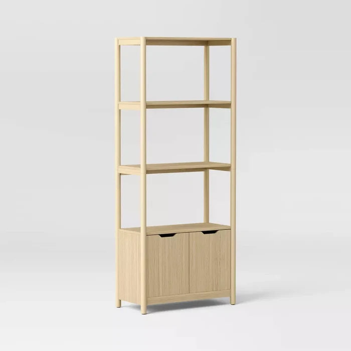 72.25" Scandi Bookcase with Three Shelves And Cabinet Storage Natural - Room Essentials™