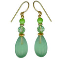 Frosted peridot and gold earrings from the Owen Glass Collection featuring elegant, handcrafted jewelry with vibrant green stones.
