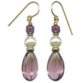 Owen Glass Collection "815" light amethyst and gold earrings with elegant gemstone and metal design