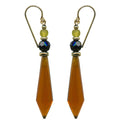 Owen Glass Collection "864" Topaz and gold earrings featuring elegant gemstone accents and intricate metalwork design.