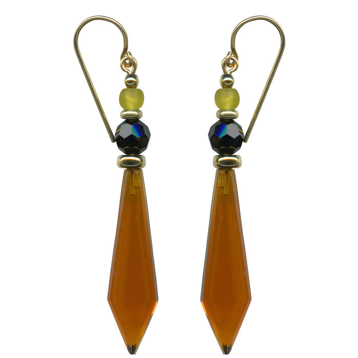 Owen Glass Collection "864" Topaz and gold earrings featuring elegant gemstone accents and intricate metalwork design.