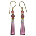 Pink glass and gold earrings from Owen Glass Collection, featuring elegant 868 design with shiny glass and gold accents.