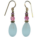 Frosted aqua glass and gold earrings from Owen Glass Collection featuring a modern, elegant design.