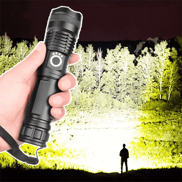 MEELANO 90000 Lumen Xhp50.2 Lommelygte Med 18650 Og 26650 Batteriboks Og Batteriindikator