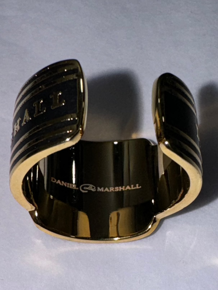 DM 24KT GOLD COVERED CIGAR RING WITH HAND ENAMELING IN RING BOX