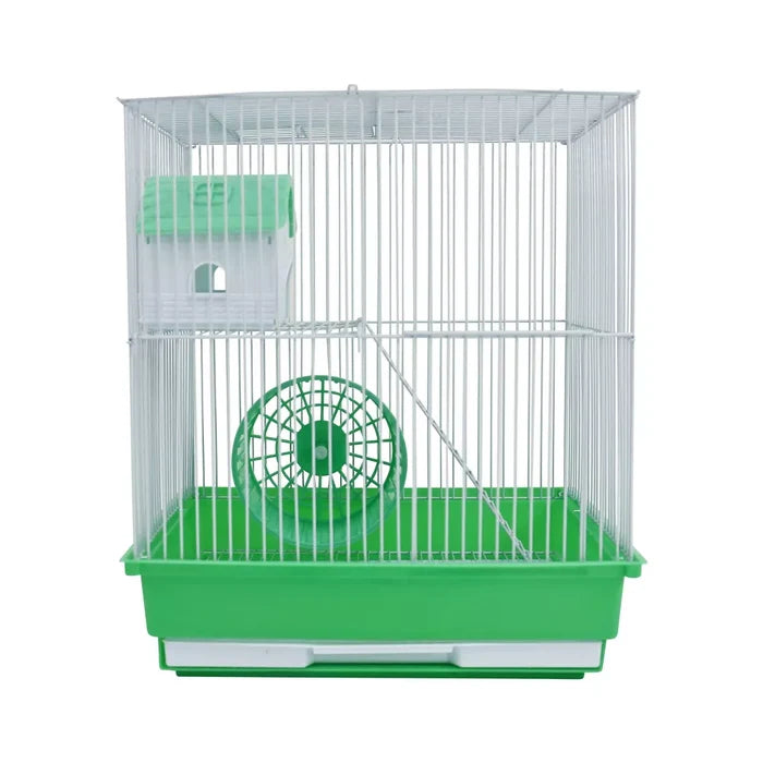 A&E Cage Company 2 Story Gerbil, Mouse, Chinchilla, Hamster and Rat Small Cage with House and Wheel - Green - new