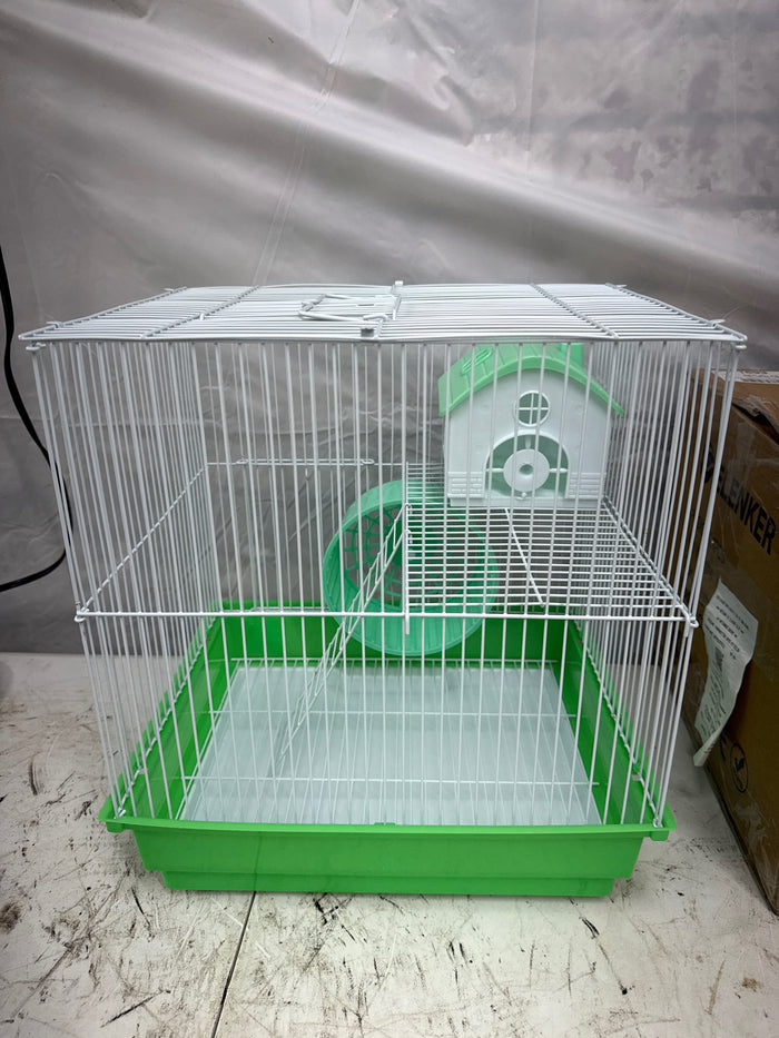 A&E Cage Company 2 Story Gerbil, Mouse, Chinchilla, Hamster and Rat Small Cage with House and Wheel - Green - new