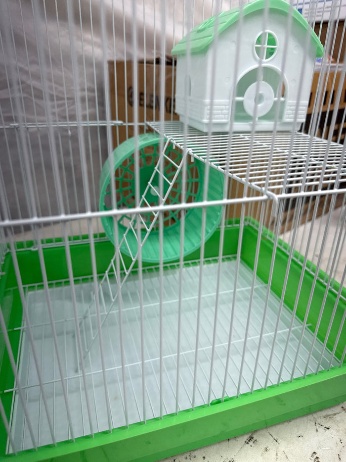 A&E Cage Company 2 Story Gerbil, Mouse, Chinchilla, Hamster and Rat Small Cage with House and Wheel - Green - new