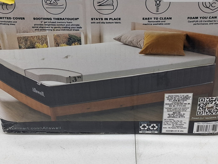 Allswell 3" Covered Memory Foam Mattress Topper, King - new