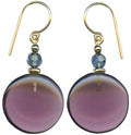 Owen Glass Collection Windows 19 earrings featuring amethyst glass, indigo crystal, and gold accents with a window-inspired design.