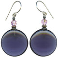 Amethyst glass and pink crystal dangle earrings from Owen Glass Collection featuring elegant, faceted gemstone design.