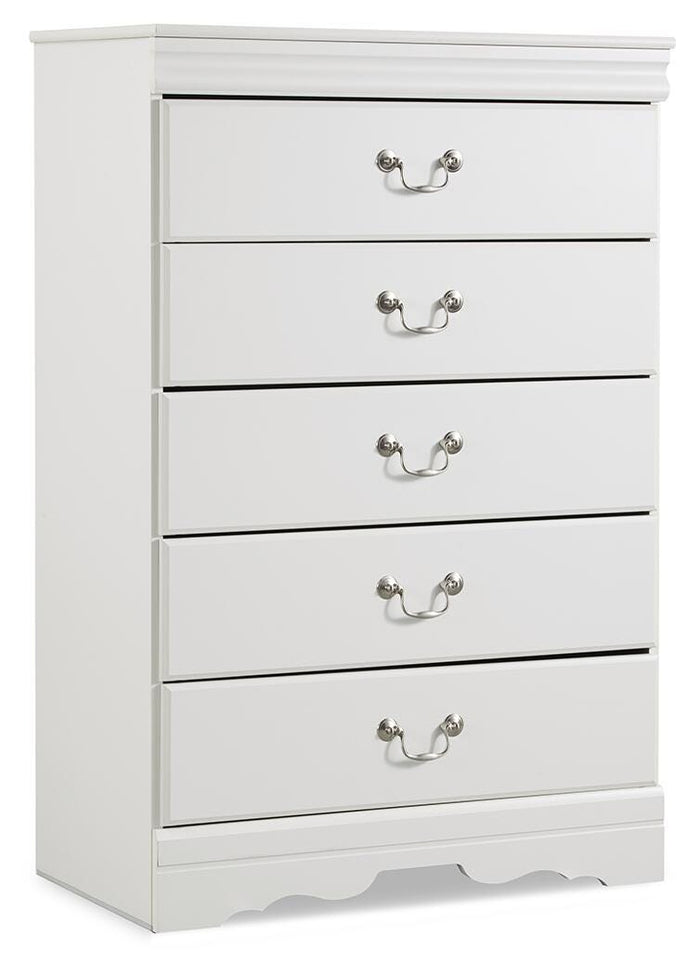 Anarasia White Five Drawer Chest - Brand New