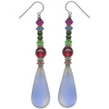 Antique Czech glass and Austrian crystal drop earrings from Owen Glass Collection with intricate circus-inspired design.