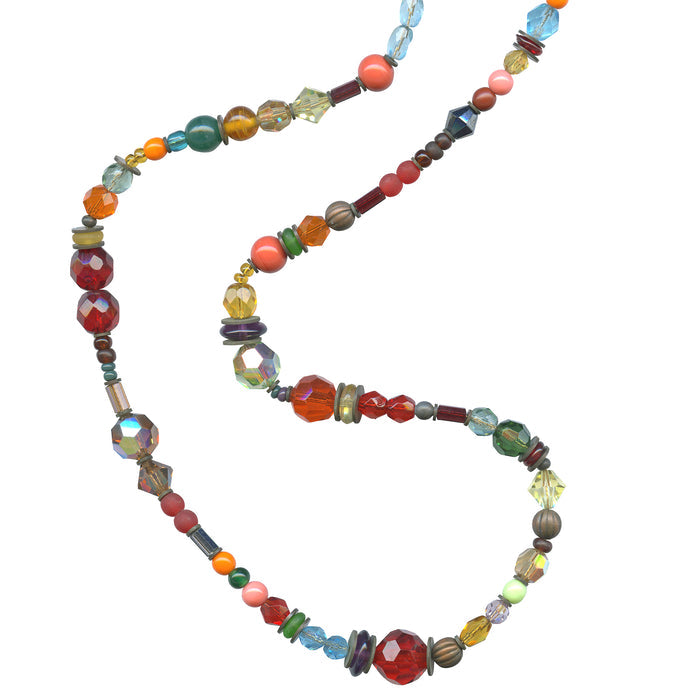 Owen Glass Collection "Flying Down to Rio" 24-inch crystal necklace with sparkling clear crystals and silver chain detail.