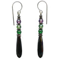 Antique Jet Czech glass prism earrings from Owen Glass Collection with small, elegant faceted design.