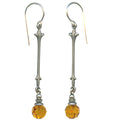 Antique Topaz Czech glass drop earrings from Owen Glass Collection with elegant, elongated design and intricate detailing.
