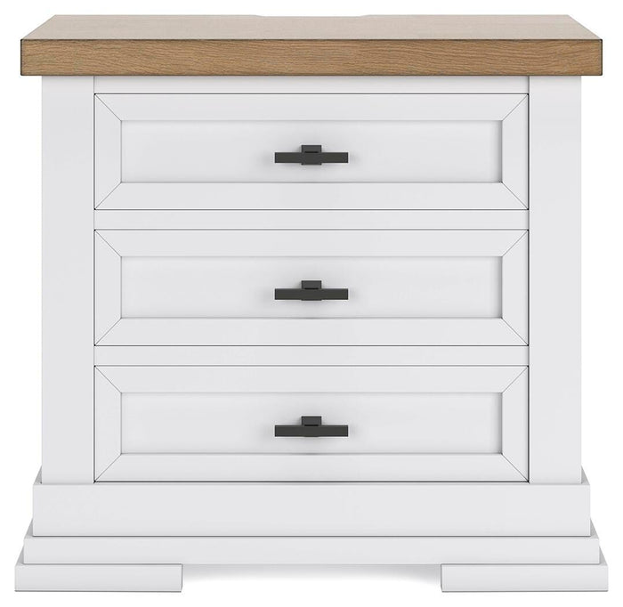 Ashbryn White/Natural Three Drawer Night Stand - Brand New