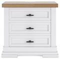 Ashbryn White/Natural Three Drawer Night Stand - Brand New