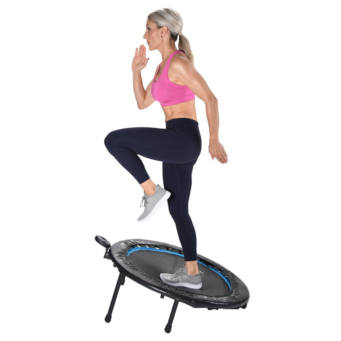 Athletic Works Circuit Trainer Trampoline with Steel Frame, Monitor and Adjustable Incline, 36"Dx12"H, 14 lbs., Black - Brand New