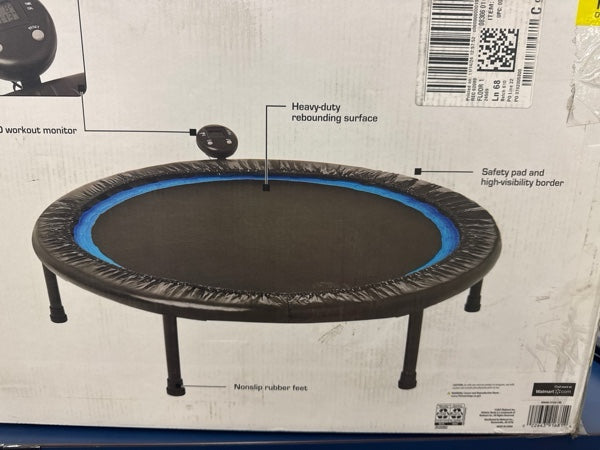 Athletic Works Circuit Trainer Trampoline with Steel Frame, Monitor and Adjustable Incline, 36"Dx12"H, 14 lbs., Black - Brand New