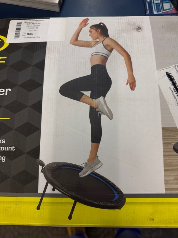 Athletic Works Circuit Trainer Trampoline with Steel Frame, Monitor and Adjustable Incline, 36"Dx12"H, 14 lbs., Black - Brand New