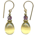 Owen Glass Collection 27-inch yellow glass and gold earrings with banner-inspired design, featuring vibrant glass and elegant gold accents.