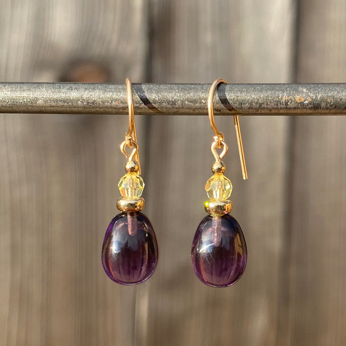 Owen Glass Collection Banners 3 earrings featuring colorful banner design with gold accents and dangling style.