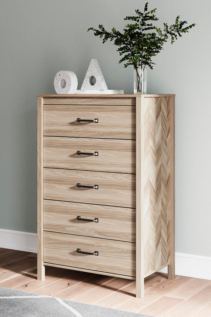Battelle Tan Five Drawer Chest - Brand New