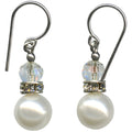 Owen Glass Collection Bells 2 pearl crystal drop earrings with Czech glass and rhinestone accents, featuring elegant dangling design.
