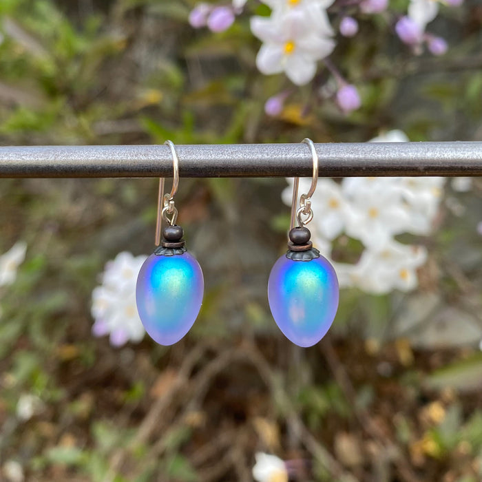 Owen Glass Collection BERRIES 49 earrings featuring colorful berry-inspired glass bead designs on silver hooks.