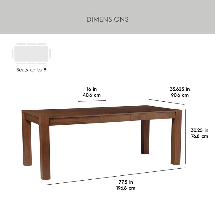 Better Homes & Gardens Bryant Solid Wood Extendable Dining Table, Walnut Finish - Brand New