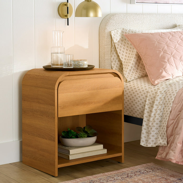 Better Homes & Gardens Juliet Nightstand with USB, Light Honey Finish - Brand New