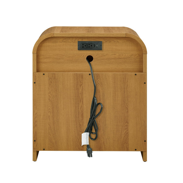 Better Homes & Gardens Juliet Nightstand with USB, Light Honey Finish - Brand New