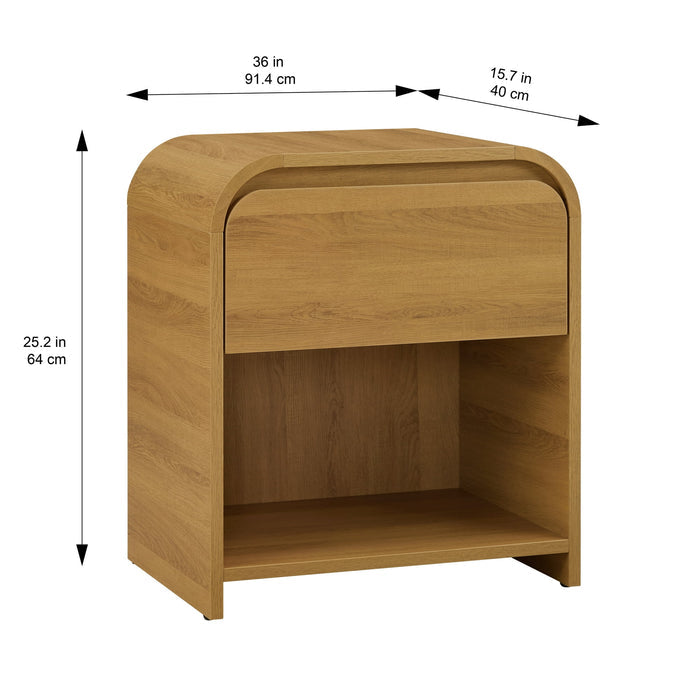 Better Homes & Gardens Juliet Nightstand with USB, Light Honey Finish - Brand New