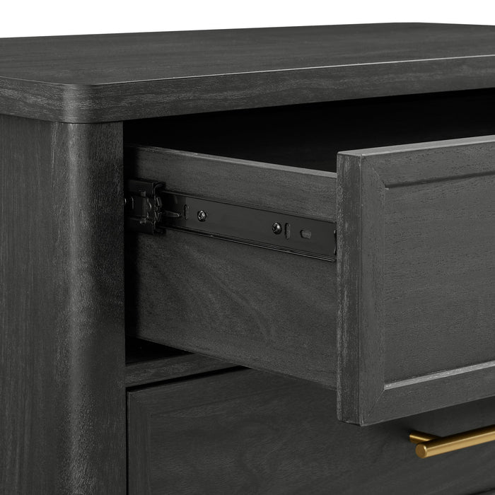 Better Homes & Gardens Oaklee 3 Drawer Nightstand with USB, Charcoal Finish - Brand New
