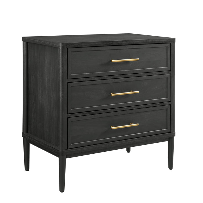 Better Homes & Gardens Oaklee 3 Drawer Nightstand with USB, Charcoal Finish - Brand New - Open Box