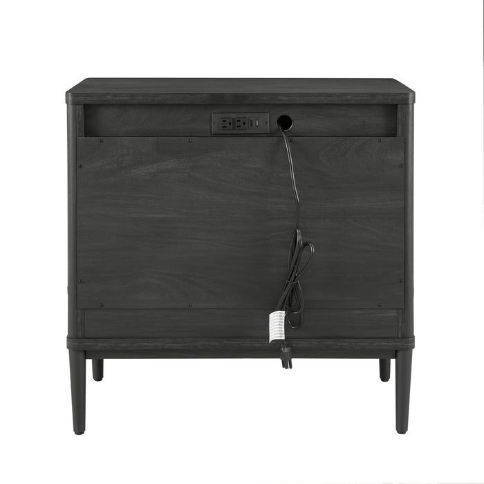 Better Homes & Gardens Oaklee 3 Drawer Nightstand with USB, Charcoal Finish - Brand New - Open Box