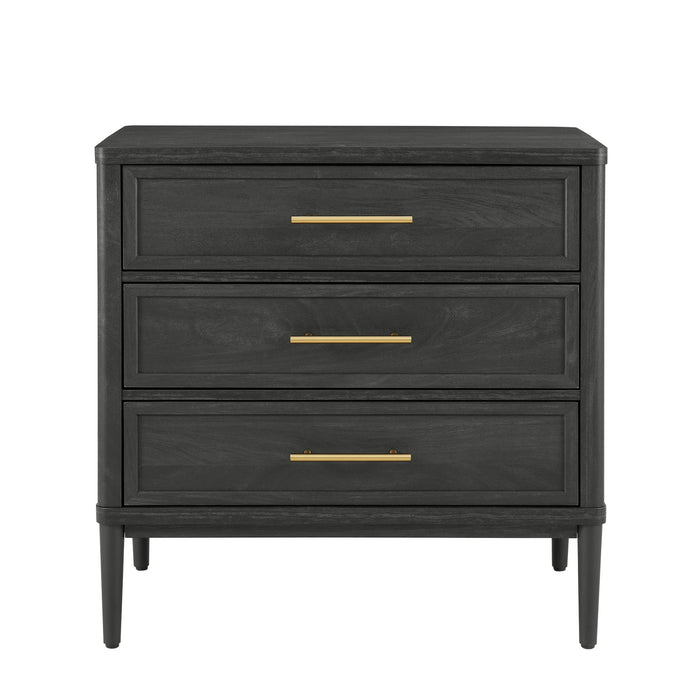 Better Homes & Gardens Oaklee 3 Drawer Nightstand with USB, Charcoal Finish - Brand New