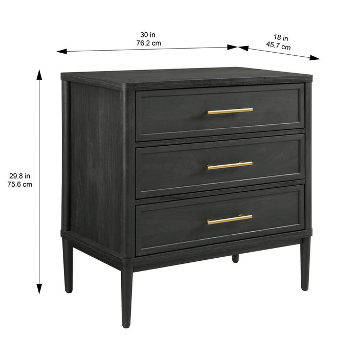 Better Homes & Gardens Oaklee 3 Drawer Nightstand with USB, Charcoal Finish - Brand New