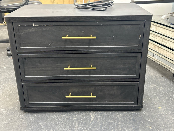 Better Homes & Gardens Oaklee 3 Drawer Nightstand with USB, Charcoal Finish - Brand New - Open Box